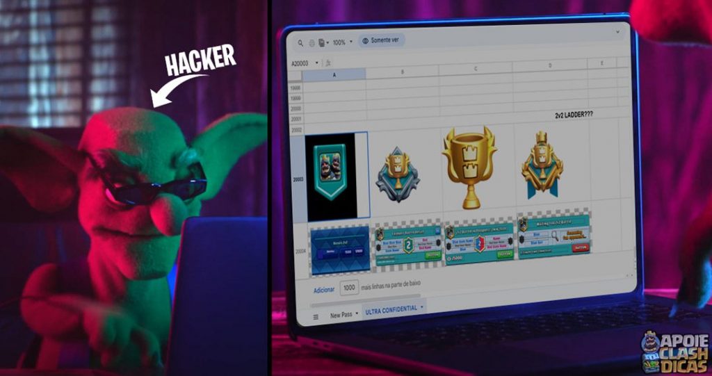 Goblin Hacker invadindo Supercell e vazando 2v2 ranqueado