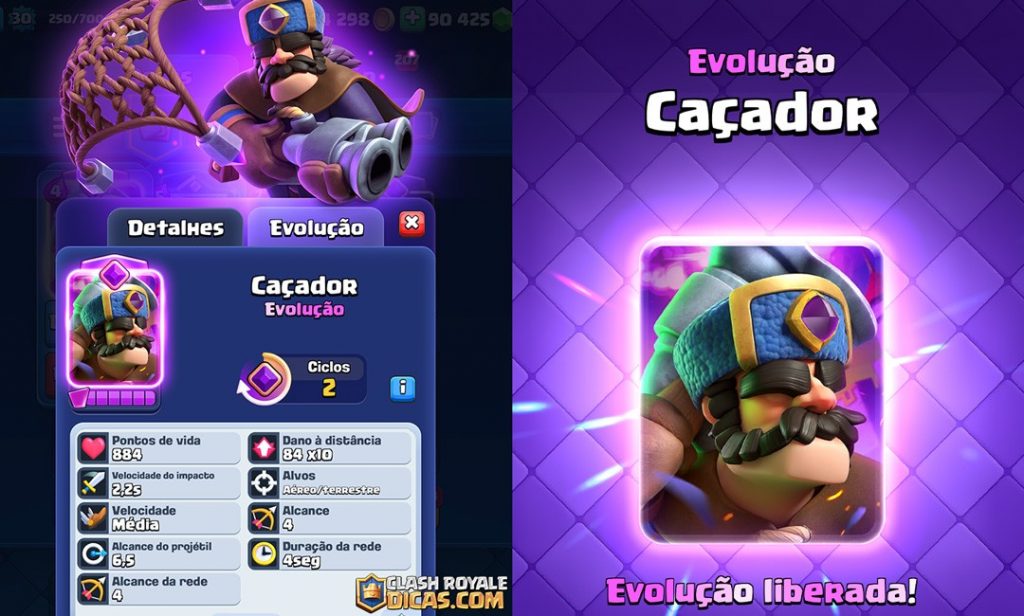 Atributos da Evolução do Caçador no Clash Royale